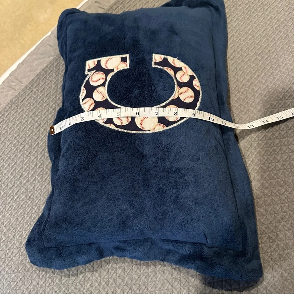 Alphabetables Navy Blue Velour Pillow with Baseball Letter C